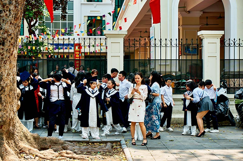 hanoi outside school before a school event